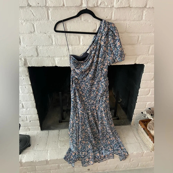 ASTR Santorini Dress in Blue & Peach Multi Floral - Picture 3 of 3